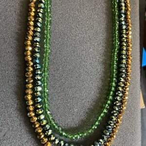 Elegant Green and Gold Beaded Necklace